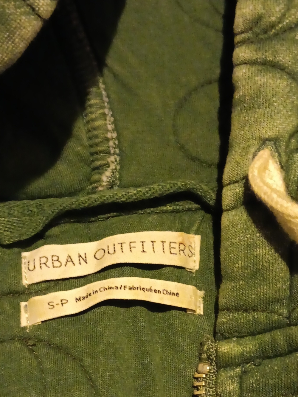 Urban Outfitters Green Quilted Zip Hoodie